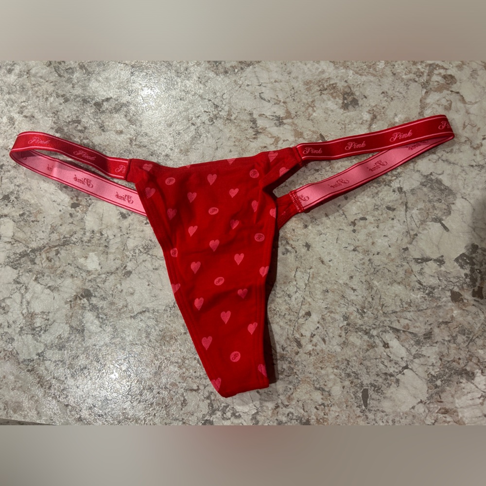 VS PINK Micro Thong Panty Valentine’s Day Heart Large NWT